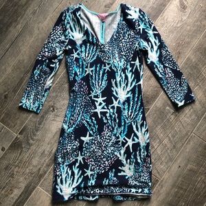 Lilly Pulitzer navy aqua white coastal dress xs